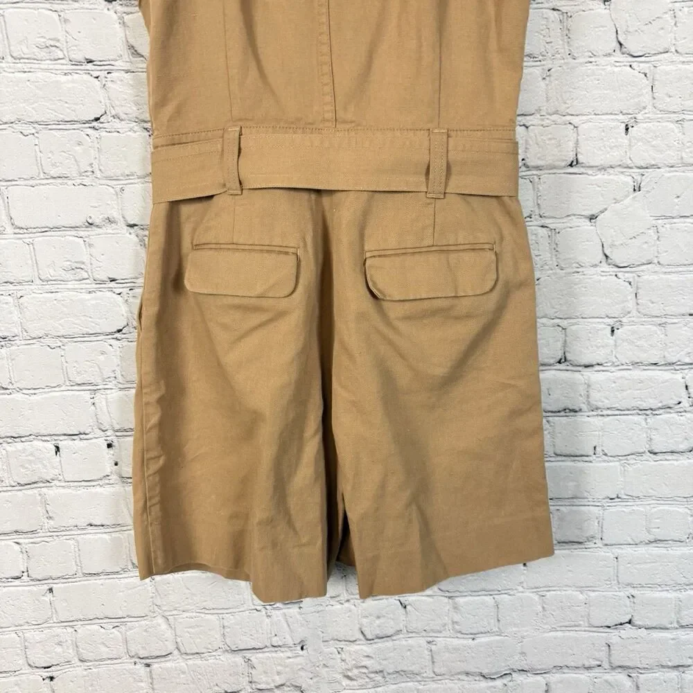 Banana Republic Safari Camp Romper Tan Linen Cotton Belted Women 4 Granola Girl